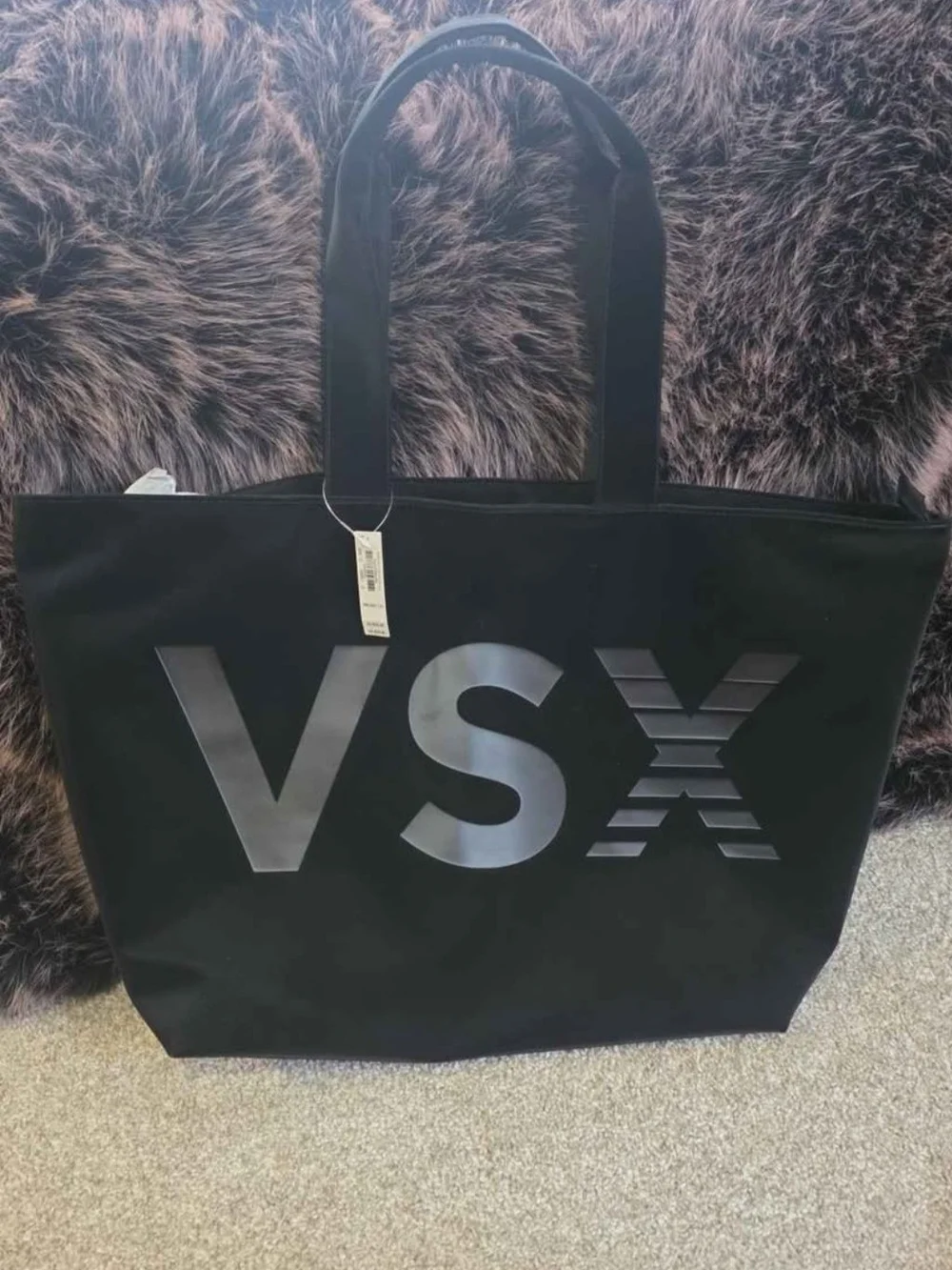 Victoria's Secret Black VSX Logo Canvas Tote